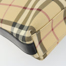 BURBERRY Nova Check Shoulder Bag PVC Beige Silver Auth 158373-14