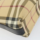 BURBERRY Nova Check Shoulder Bag PVC Beige Silver Auth 158373-16