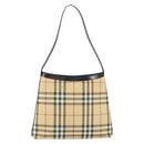BURBERRY Nova Check Shoulder Bag PVC Beige Silver Auth 158373-13