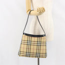 BURBERRY Nova Check Shoulder Bag PVC Beige Silver Auth 158373-20