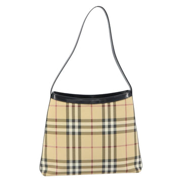 BURBERRY Nova Check Shoulder Bag PVC Beige Silver Auth 158373 - 0