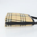 BURBERRY Nova Check Shoulder Bag PVC Beige Silver Auth 158373-3