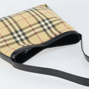 BURBERRY Nova Check Shoulder Bag PVC Beige Silver Auth 158373-6