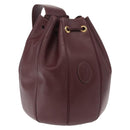 CARTIER Must Line Shoulder Bag Leather Bordeaux Gold Auth 158375-1