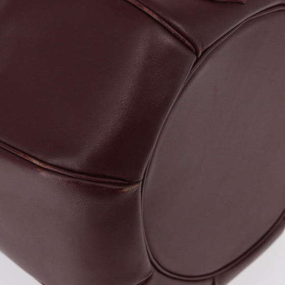 CARTIER Must Line Shoulder Bag Leather Bordeaux Gold Auth 158375