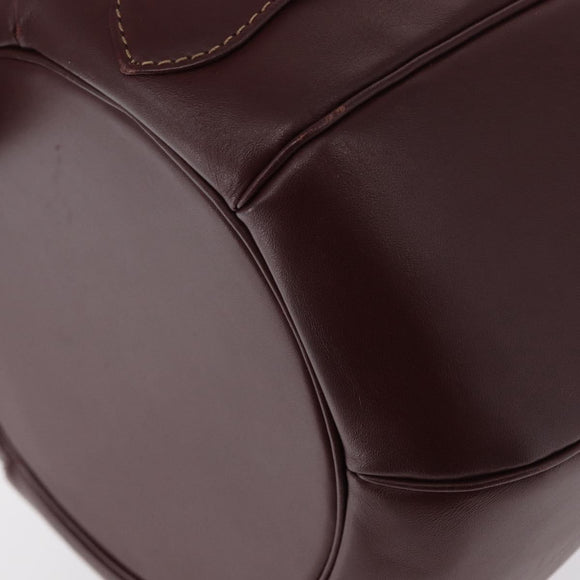 CARTIER Must Line Shoulder Bag Leather Bordeaux Gold Auth 158375