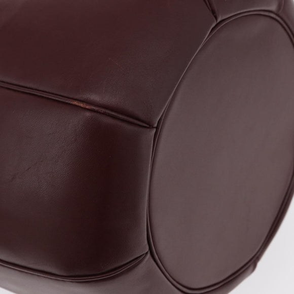 CARTIER Must Line Shoulder Bag Leather Bordeaux Gold Auth 158375