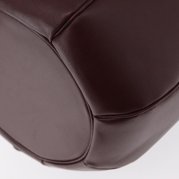 CARTIER Must Line Shoulder Bag Leather Bordeaux Gold Auth 158375