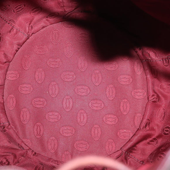 CARTIER Must Line Shoulder Bag Leather Bordeaux Gold Auth 158375