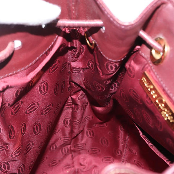 CARTIER Must Line Shoulder Bag Leather Bordeaux Gold Auth 158375