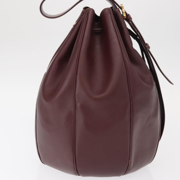 CARTIER Must Line Shoulder Bag Leather Bordeaux Gold Auth 158375