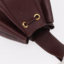 CARTIER Must Line Shoulder Bag Leather Bordeaux Gold Auth 158375-6