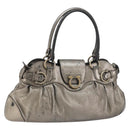 Salvatore Ferragamo Gancini Tote Bag Leather Brown Gold Auth 158376-1