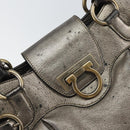 Salvatore Ferragamo Gancini Tote Bag Leather Brown Gold Auth 158376-15