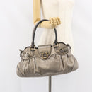 Salvatore Ferragamo Gancini Tote Bag Leather Brown Gold Auth 158376-25