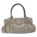 Salvatore Ferragamo Gancini Tote Bag Leather Brown Gold Auth 158376-3