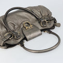 Salvatore Ferragamo Gancini Tote Bag Leather Brown Gold Auth 158376-6