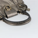 Salvatore Ferragamo Gancini Tote Bag Leather Brown Gold Auth 158376-7