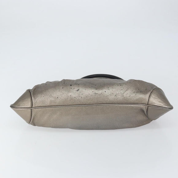 Salvatore Ferragamo Gancini Tote Bag Leather Brown Gold Auth 158376