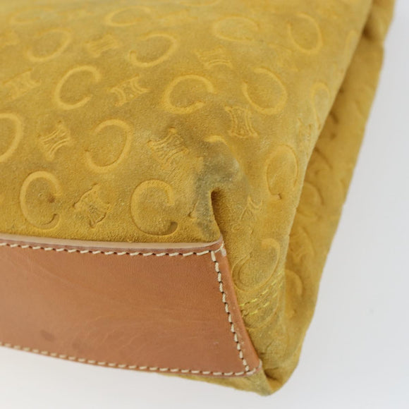 CELINE C Macadam Canvas Tote Bag Suede Yellow Gold Auth 158378
