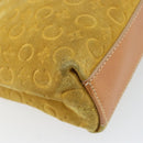 CELINE C Macadam Canvas Tote Bag Suede Yellow Gold Auth 158378-15
