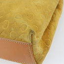 CELINE C Macadam Canvas Tote Bag Suede Yellow Gold Auth 158378-16