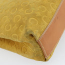 CELINE C Macadam Canvas Tote Bag Suede Yellow Gold Auth 158378-9
