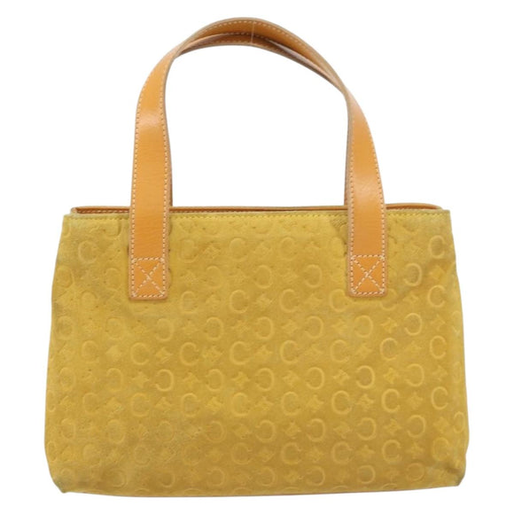 CELINE C Macadam Canvas Tote Bag Suede Yellow Gold Auth 158378
