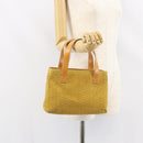 CELINE C Macadam Canvas Tote Bag Suede Yellow Gold Auth 158378-22
