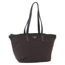 PRADA Tote Bag Nylon Brown Silver Auth 158380-1