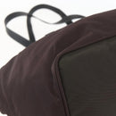 PRADA Tote Bag Nylon Brown Silver Auth 158380-14
