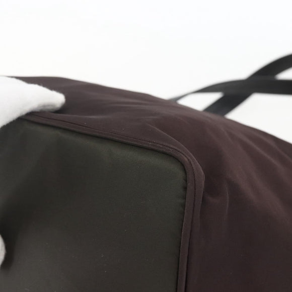 PRADA Tote Bag Nylon Brown Silver Auth 158380