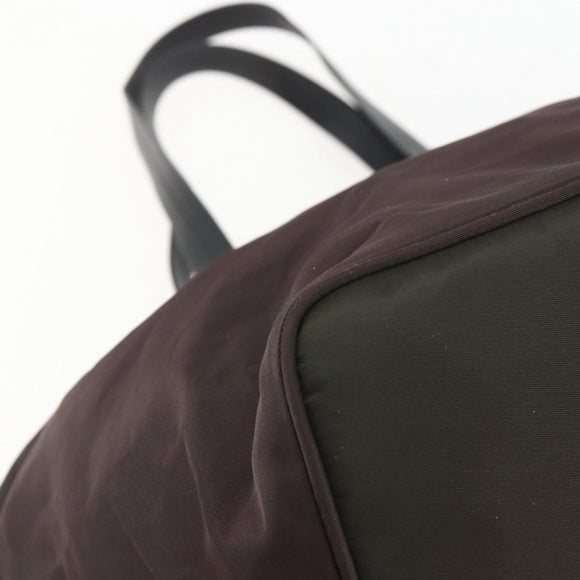 PRADA Tote Bag Nylon Brown Silver Auth 158380
