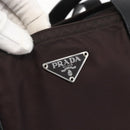 PRADA Tote Bag Nylon Brown Silver Auth 158380-17