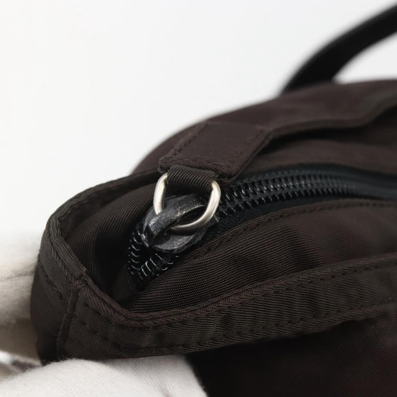 PRADA Tote Bag Nylon Brown Silver Auth 158380