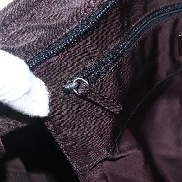 PRADA Tote Bag Nylon Brown Silver Auth 158380