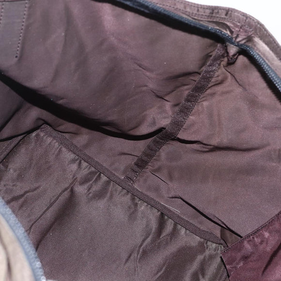 PRADA Tote Bag Nylon Brown Silver Auth 158380