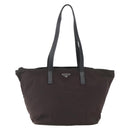 PRADA Tote Bag Nylon Brown Silver Auth 158380-13