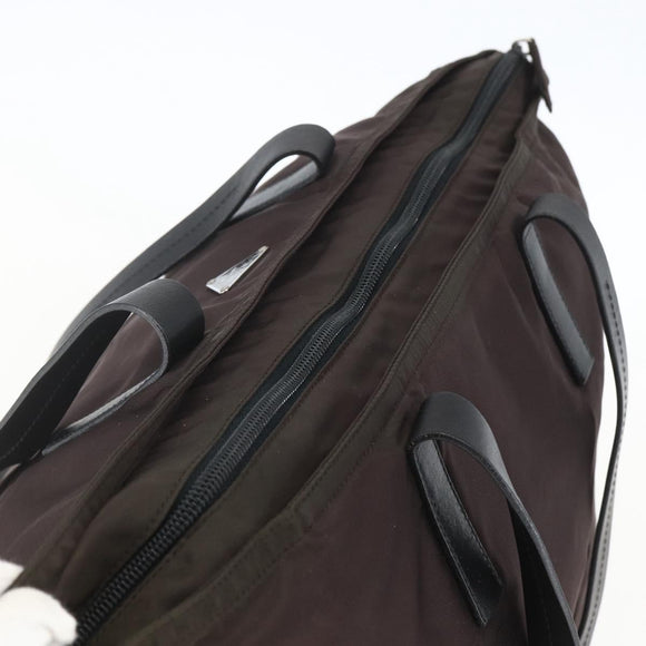 PRADA Tote Bag Nylon Brown Silver Auth 158380