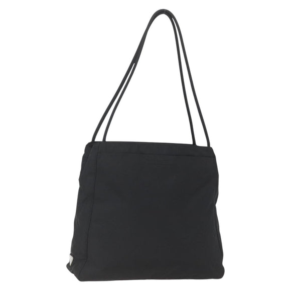 PRADA Tote Bag Nylon Black Silver Auth 158382