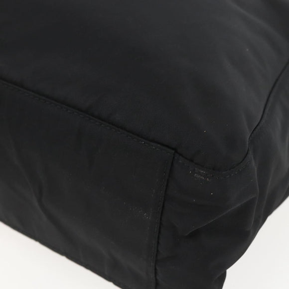 PRADA Tote Bag Nylon Black Silver Auth 158382