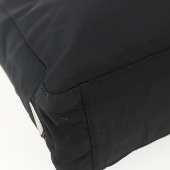 PRADA Tote Bag Nylon Black Silver Auth 158382