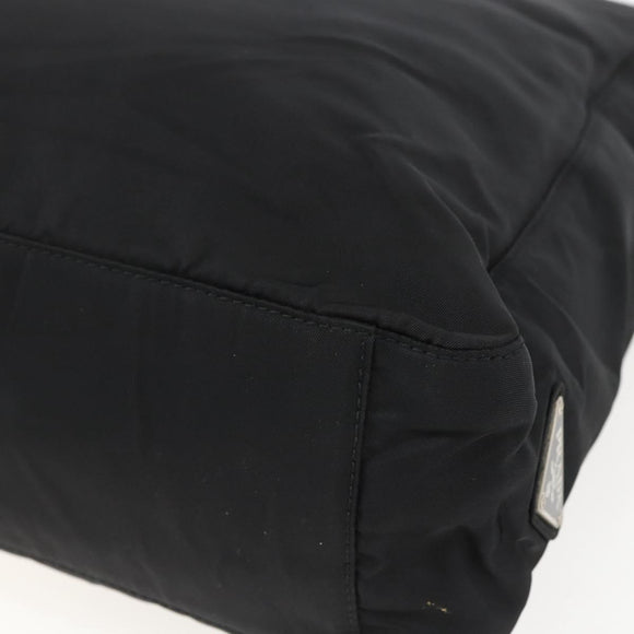 PRADA Tote Bag Nylon Black Silver Auth 158382