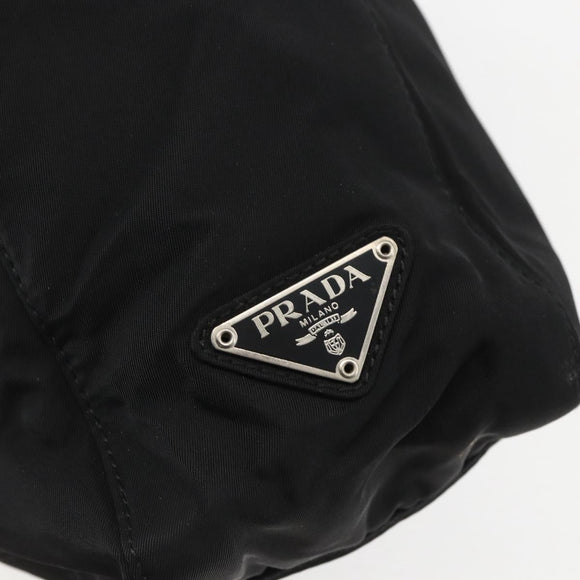 PRADA Tote Bag Nylon Black Silver Auth 158382