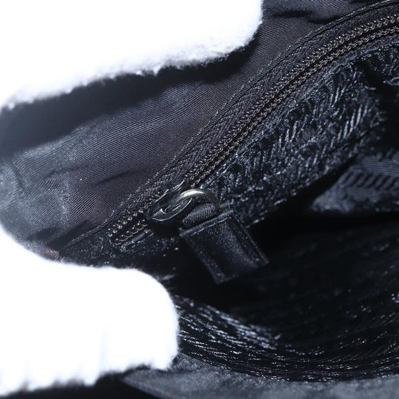 PRADA Tote Bag Nylon Black Silver Auth 158382