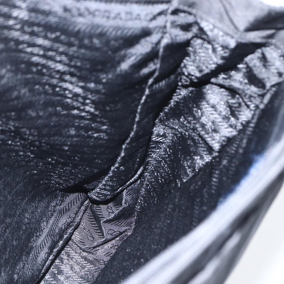 PRADA Tote Bag Nylon Black Silver Auth 158382
