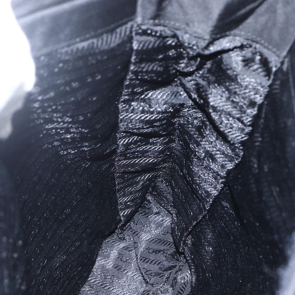 PRADA Tote Bag Nylon Black Silver Auth 158382