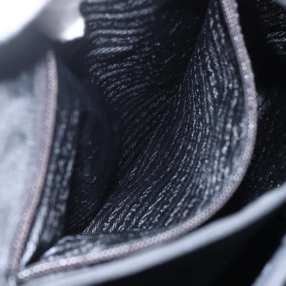 PRADA Tote Bag Nylon Black Silver Auth 158382