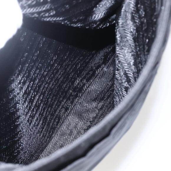 PRADA Tote Bag Nylon Black Silver Auth 158382