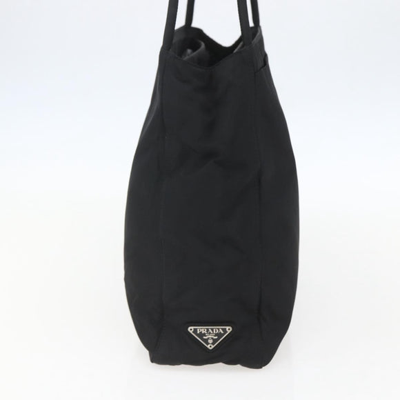 PRADA Tote Bag Nylon Black Silver Auth 158382